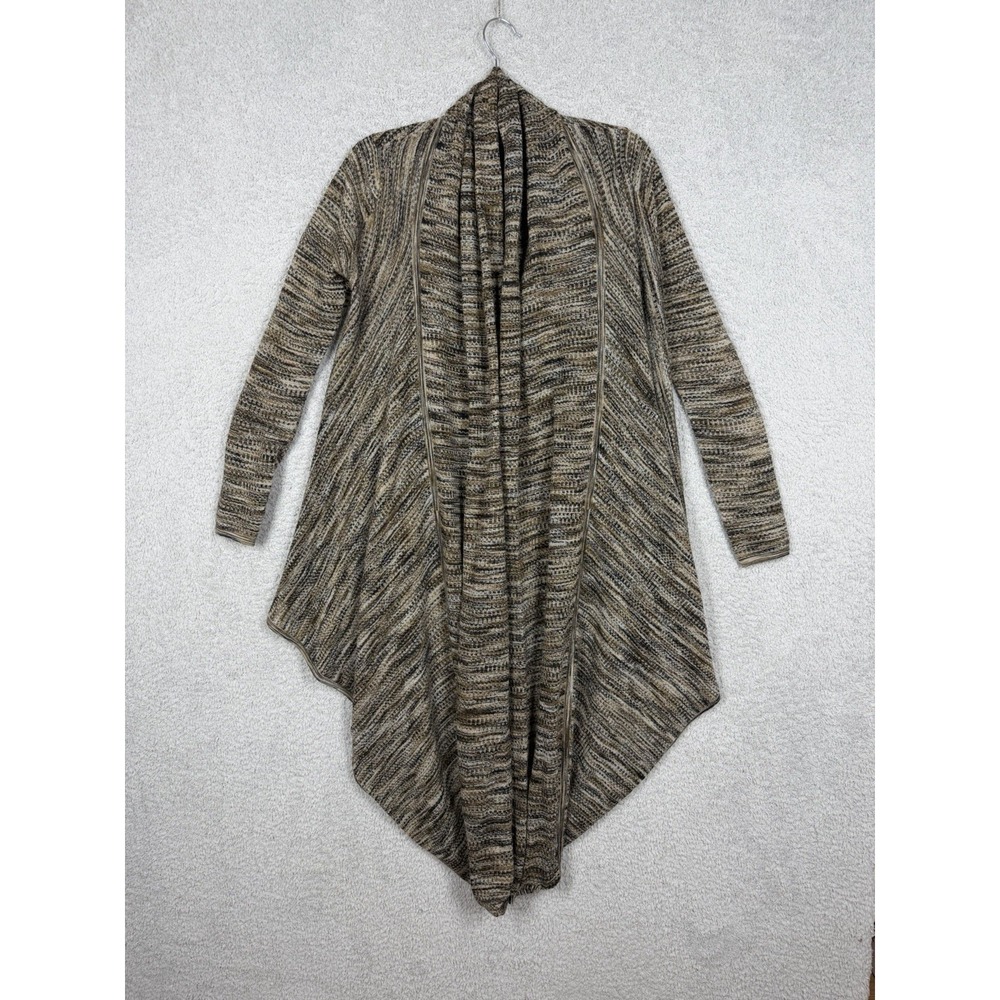 Alice and Olivia Cardigan Sweater Brown Tan White Drape Open Front Shawl Size M